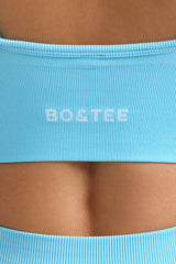Define Luxe V-Neck Sports Bra in Sky Blue